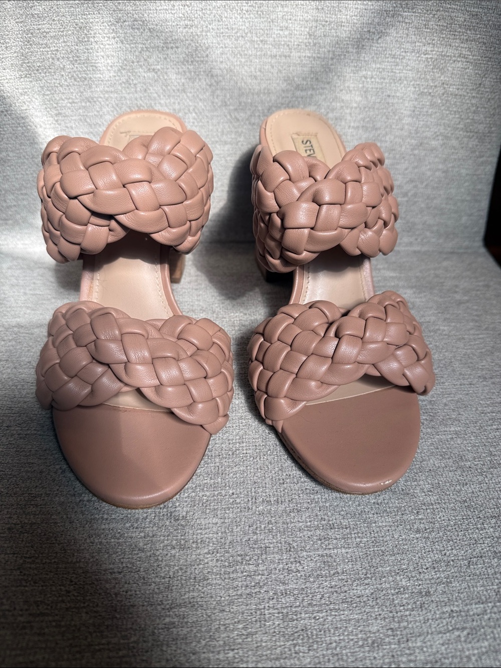 Steve Madden Blush Braided Double-Strap Block Heel Sandals